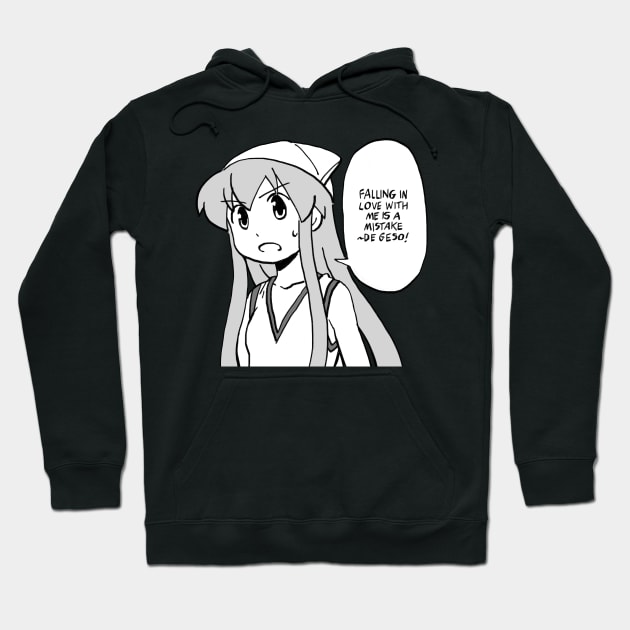 I re-draw ika-chan saying Falling in love with me is a mistake de geso / Shinryaku Ika Musume meme Hoodie by mudwizard